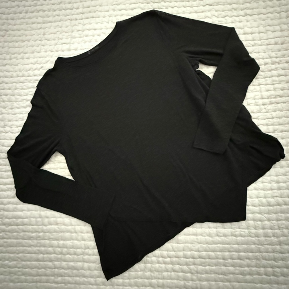 Lululemon Vintage Black Long Sleeve Burnout Tee with Handkerchief Hem
